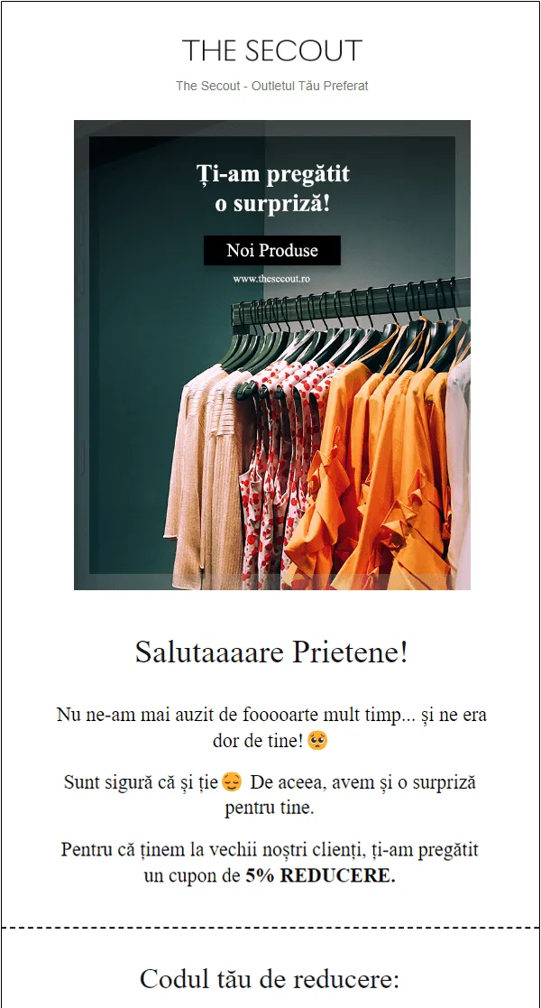 Email loyalty programme example