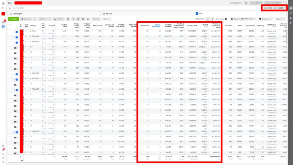 Rezultate Octombrie Facebook Ads cu Rocket Agency