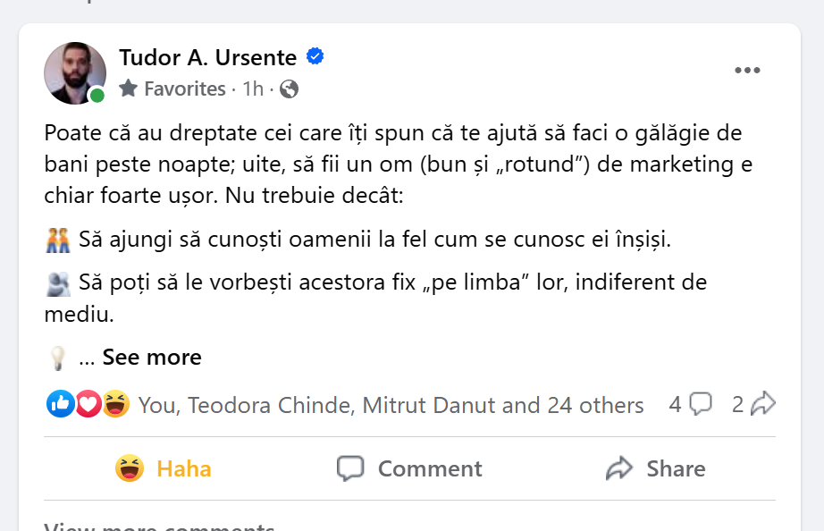 Poate că au dreptate cei care îți spun că te ajută să faci o gălăgie de bani peste noapte; uite, să fii un om (bun și „rotund”) de marketing e chiar foarte ușor. Nu trebuie decât: